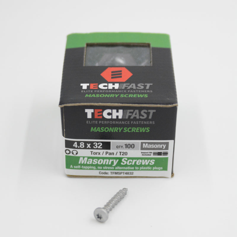 Box of 100 Pan Head Torx Masonry Screws for fixing DefendaStrip ‘Flex’ anti-climb spike strips into brick, stone or concrete and on wooden fences