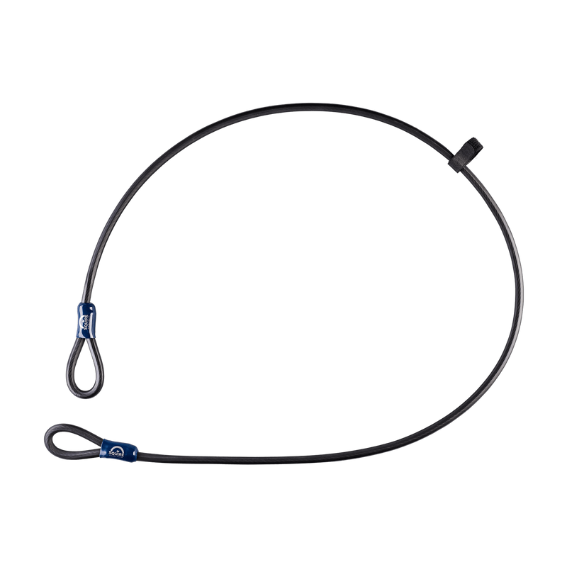 A Squire Kilda 12C extender cable, 1800mm in length and 12mm in diameter with looped ends, ideal for use in conjunction with Squire’s high security padlocks, chains and ground and wall anchors to secure objects stored in sheds and outbuildings.