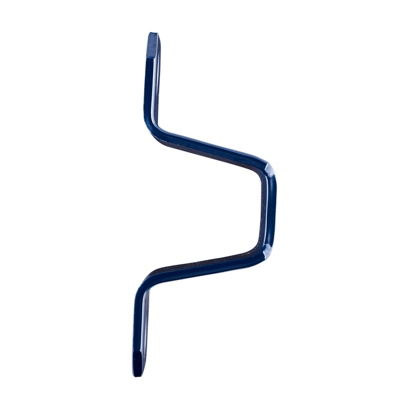 Side profile view of a blue Squire brand WA500 metal ground/wall anchor. 