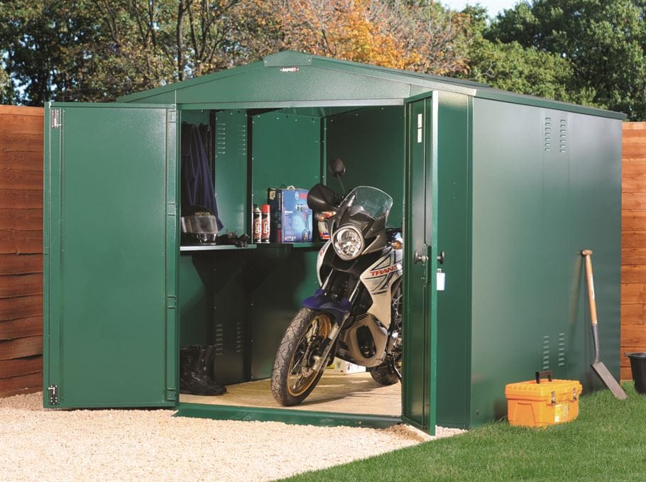 Secure Motorcycle Compound Asgard 7’4” x 8’11” High Security Gladiator Motorcycle Storage Garage ...